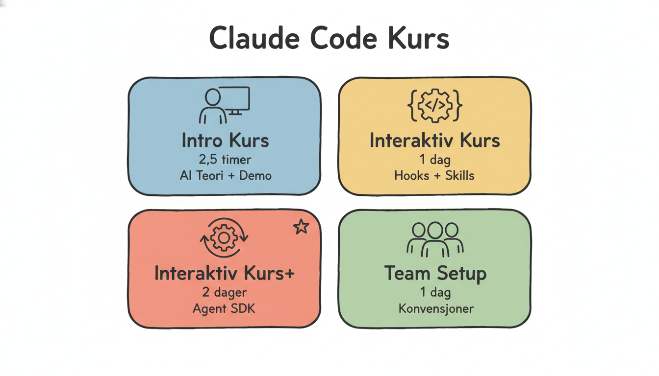 Claude Code Kurs: 4 steg fra intro til team setup